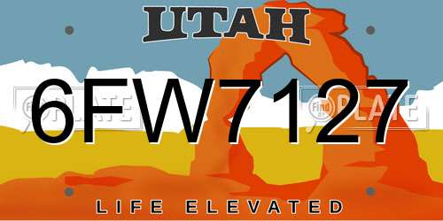 6FW7127 Utah License Plate