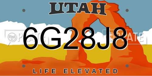 6G28J8 Utah License Plate