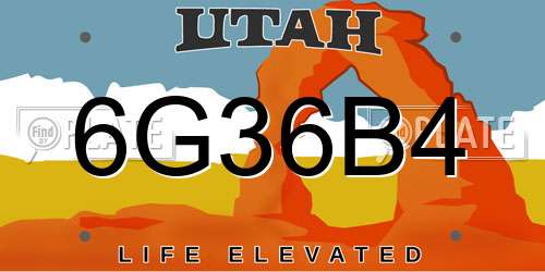 6G36B4 Utah License Plate