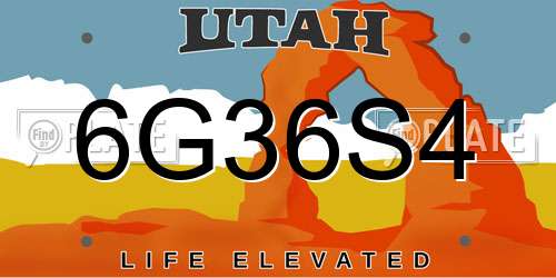 6G36S4 Utah License Plate