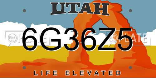 6G36Z5 Utah License Plate