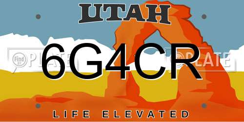 6G4CR Utah License Plate