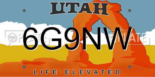 6G9NW Utah License Plate