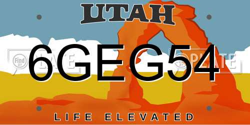 6GEG54 Utah License Plate