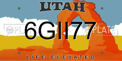 6GII77 Utah License Plate