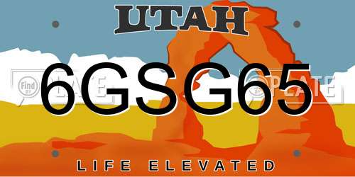 6GSG65 Utah License Plate