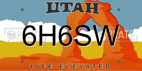 6H6SW Utah License Plate