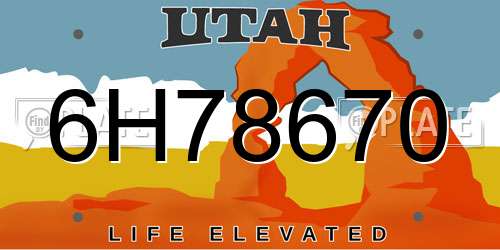 6H78670 Utah License Plate