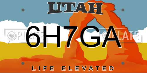 6H7GA Utah License Plate