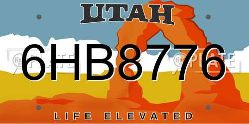 6HB8776 Utah License Plate
