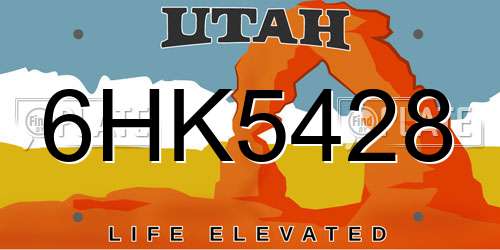 6HK5428 Utah License Plate