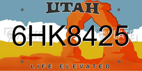 6HK8425 Utah License Plate