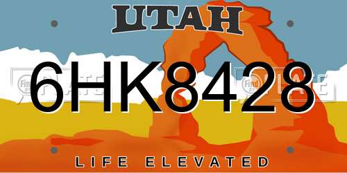 6HK8428 Utah License Plate