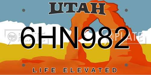 6HN982 Utah License Plate
