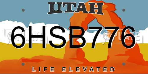 6HSB776 Utah License Plate