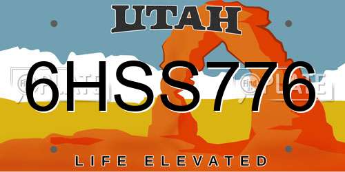 6HSS776 Utah License Plate