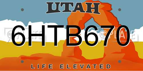 6HTB670 Utah License Plate