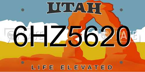 6HZ5620 Utah License Plate