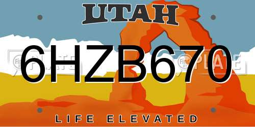 6HZB670 Utah License Plate