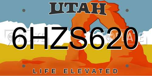 6HZS620 Utah License Plate