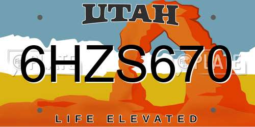 6HZS670 Utah License Plate