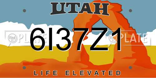 6I37Z1 Utah License Plate