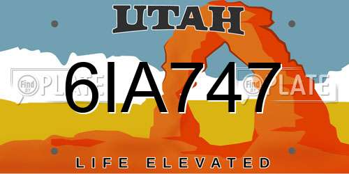 6IA747 Utah License Plate