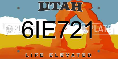 6IE721 Utah License Plate