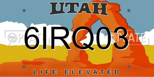 6IRQ03 Utah License Plate