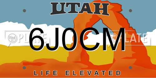 6J0CM Utah License Plate