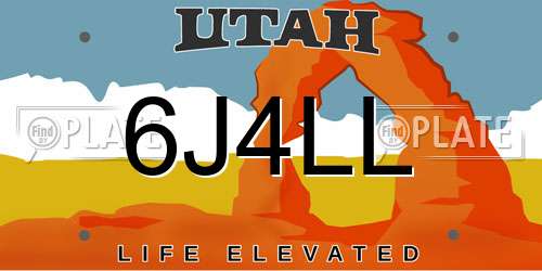 6J4LL Utah License Plate