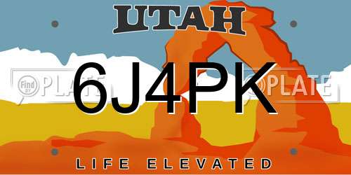 6J4PK Utah License Plate