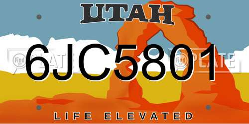 6JC5801 Utah License Plate