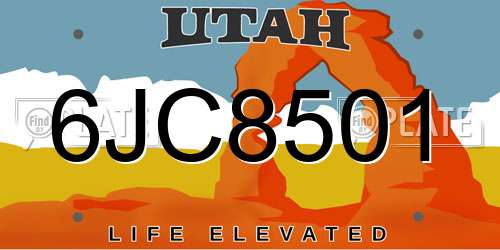 6JC8501 Utah License Plate