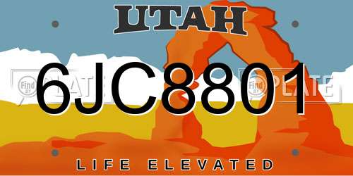 6JC8801 Utah License Plate