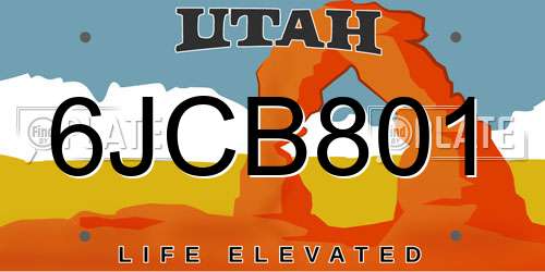 6JCB801 Utah License Plate