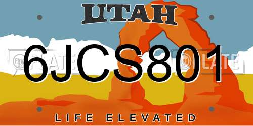 6JCS801 Utah License Plate