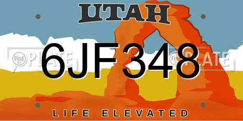 6JF348 Utah License Plate