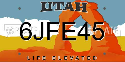 6JFE45 Utah License Plate