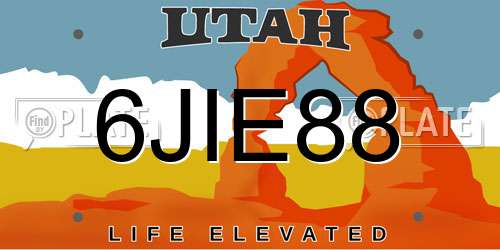 6JIE88 Utah License Plate