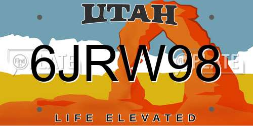 6JRW98 Utah License Plate