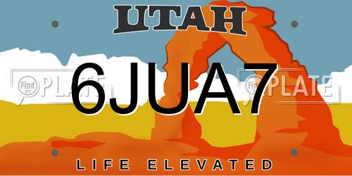6JUA7 Utah License Plate