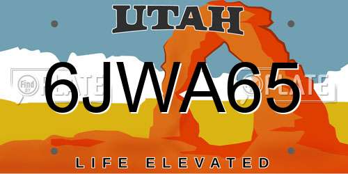 6JWA65 Utah License Plate