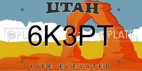 6K3PT Utah License Plate
