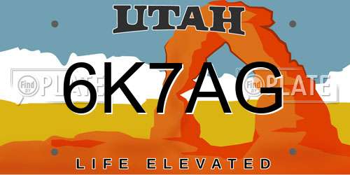 6K7AG Utah License Plate