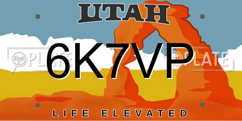 6K7VP Utah License Plate