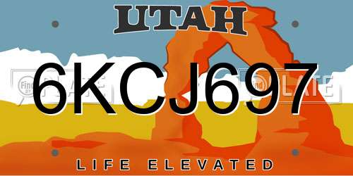 6KCJ697 Utah License Plate