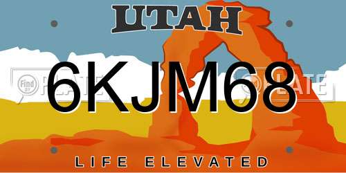 6KJM68 Utah License Plate