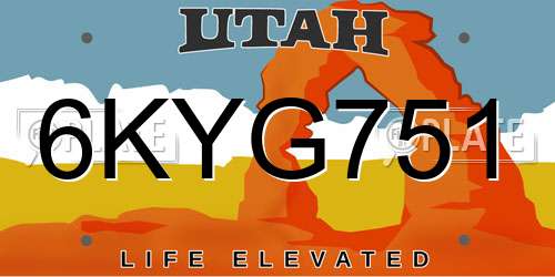 6KYG751 Utah License Plate