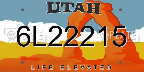 6L22215 Utah License Plate
